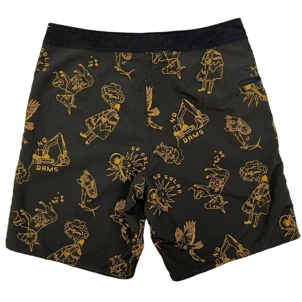 Patagonia Men's Wavefarer No Dams Boardshorts Balkan Bust/Ink Black 32x9